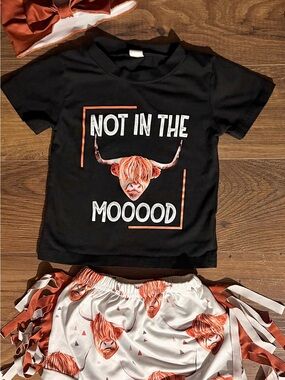 Amazon Kids Matching Set Black and Rust Orange "Not in the Mooood"